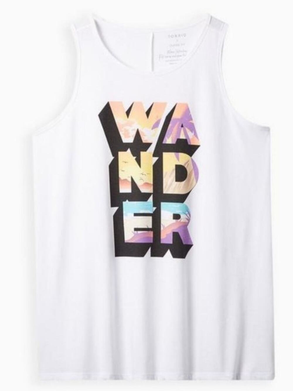 Torrid 1 Women 1x White Everyday Tank Jersey "Wander" Sleeveless Top Tank Top
